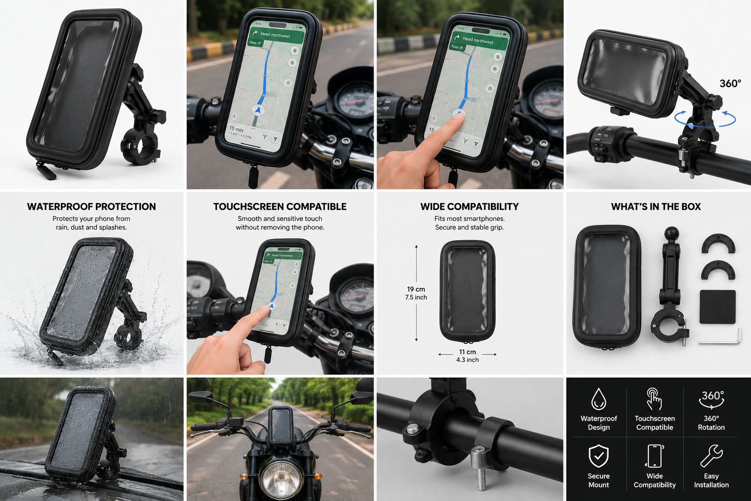 Waterproof 360° Bike Phone Holder