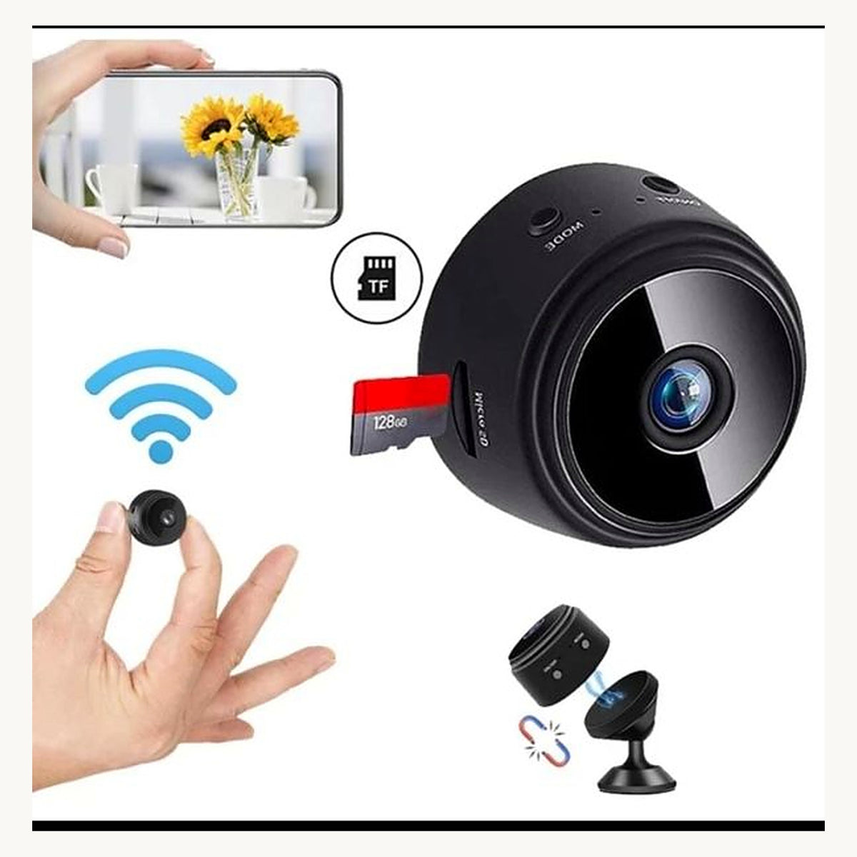 A9 mini camera with bracket, memory card and phone app