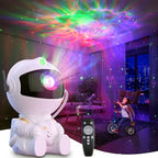 Astronaut galaxy lamp with remote control projecting nebula on bedroom ceiling