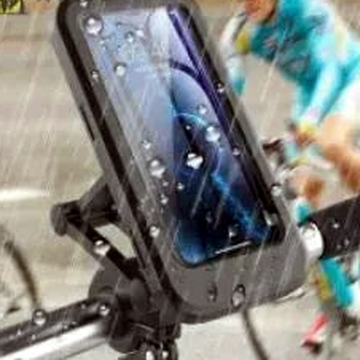 Bike mobile holder in rain on motorcycle
