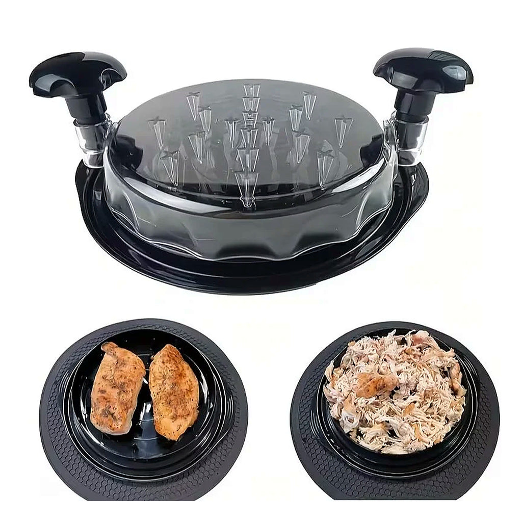 Chicken shredder closed with whole chicken pieces and shredded chicken