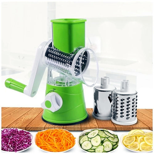 Drum grater with fresh vegetables