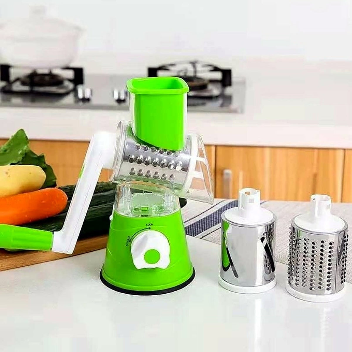 Drum grater on kitchen counter