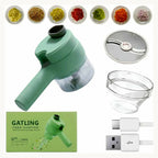 Food chopper kit with slicer disc, bowl and USB cable