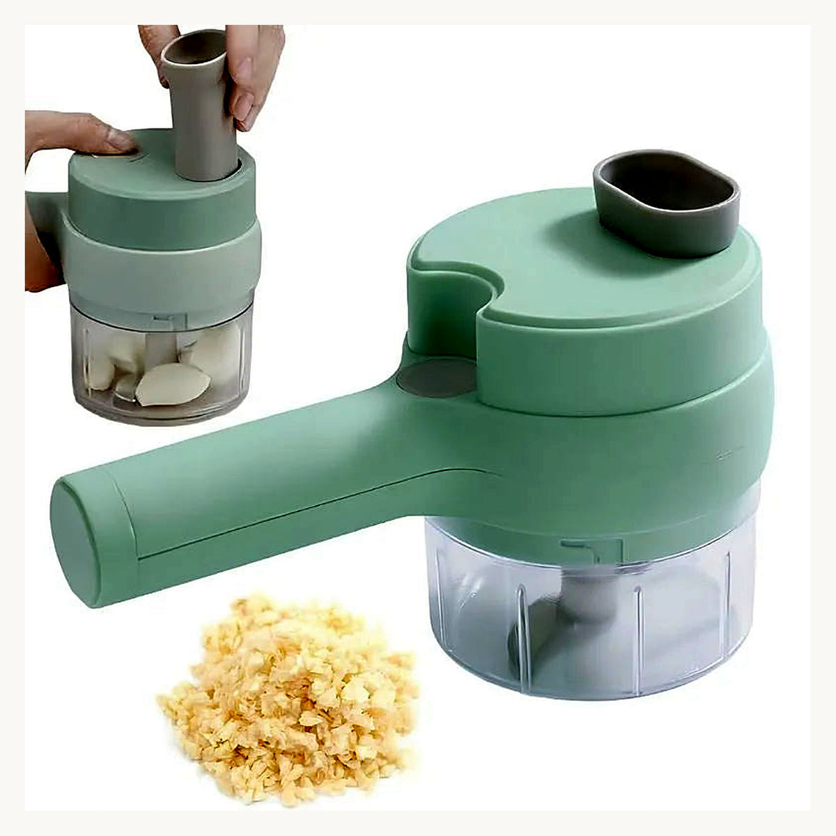 Food chopper with chopped garlic