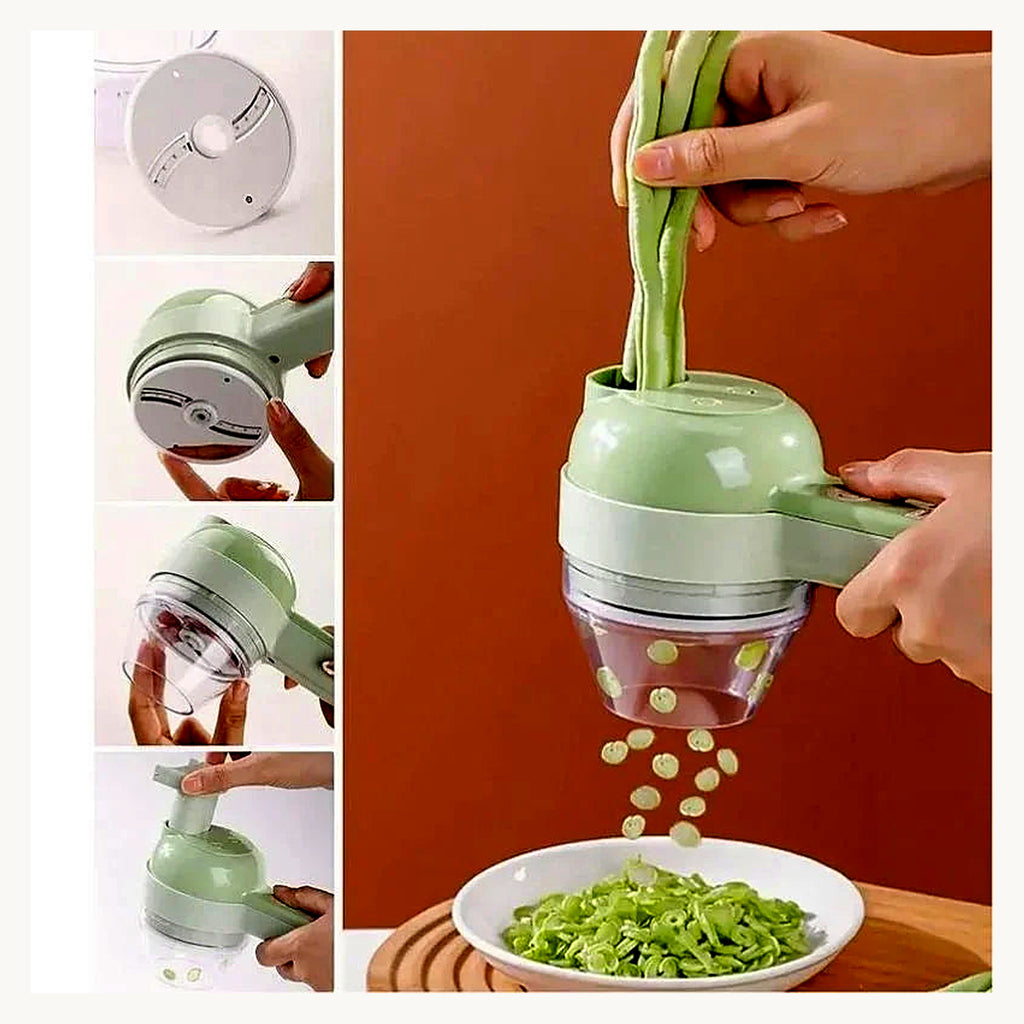 Slicing vegetables with the electric chopper