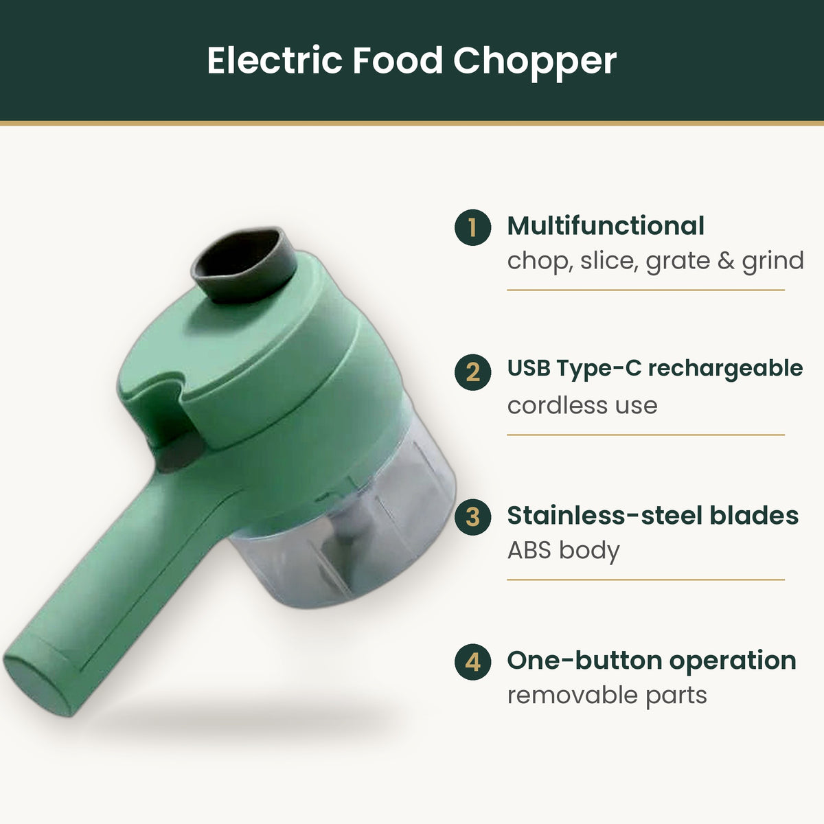 Food chopper features infographic