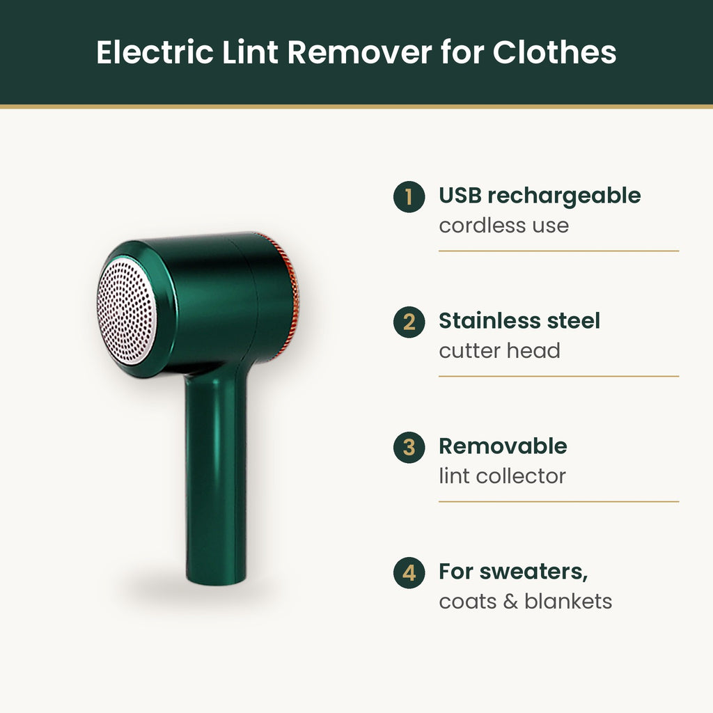 Electric lint remover features infographic