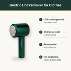 Electric lint remover features infographic