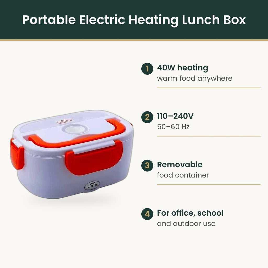Electric lunch box features infographic