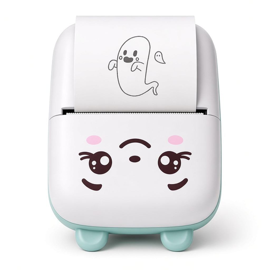 Mini thermal printer portable Bluetooth pocket printer, white and mint