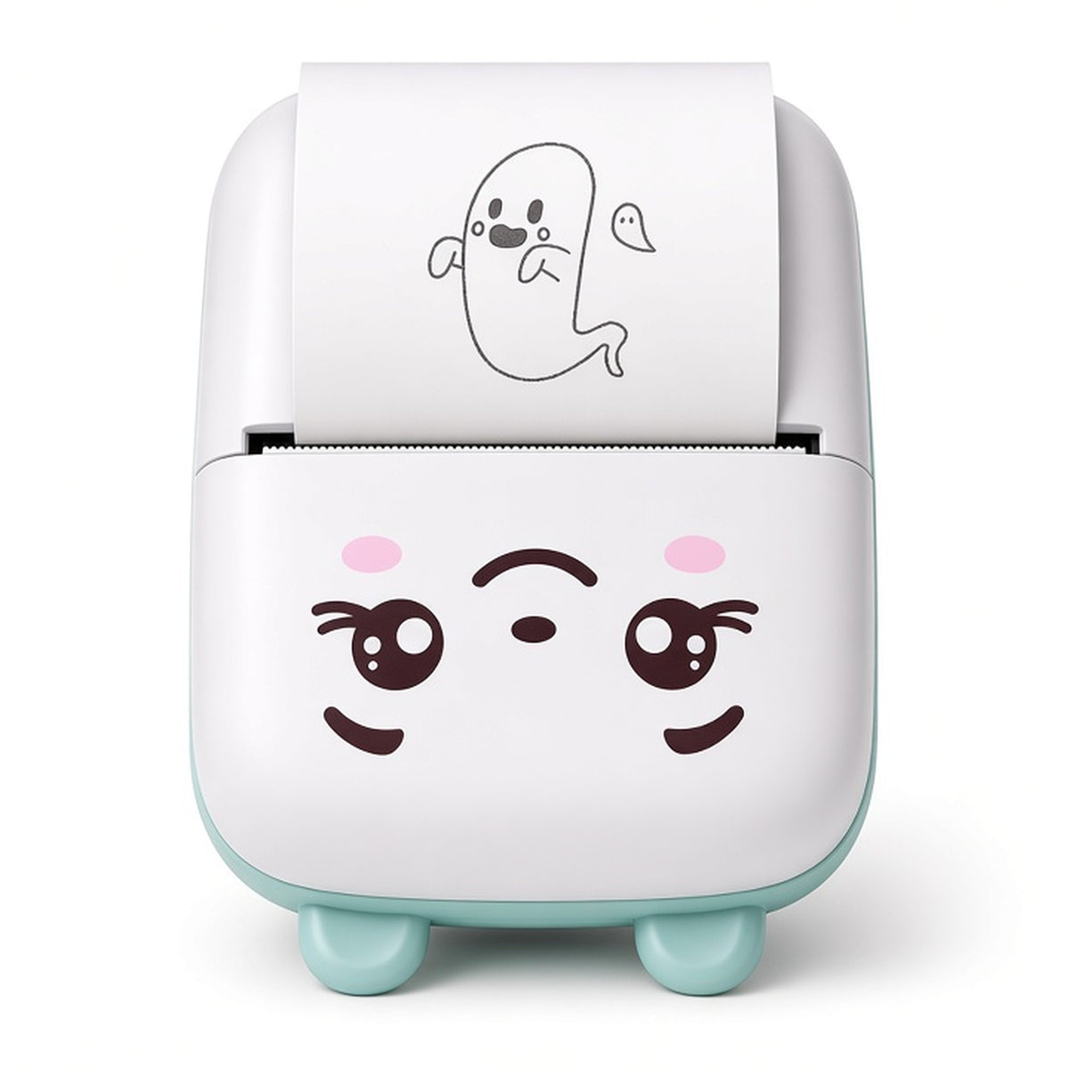 Mini thermal printer portable Bluetooth pocket printer, white and mint