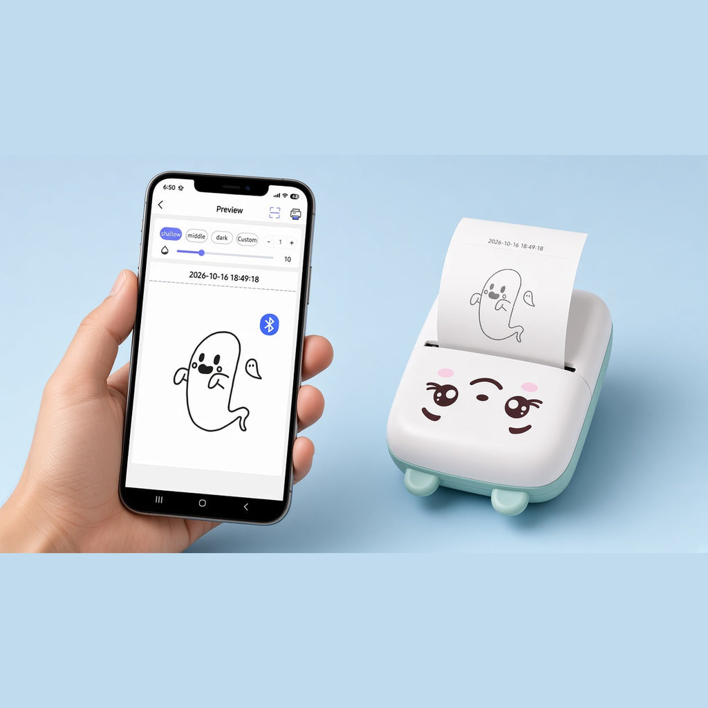 Printing from a phone app over Bluetooth to the mini thermal printer