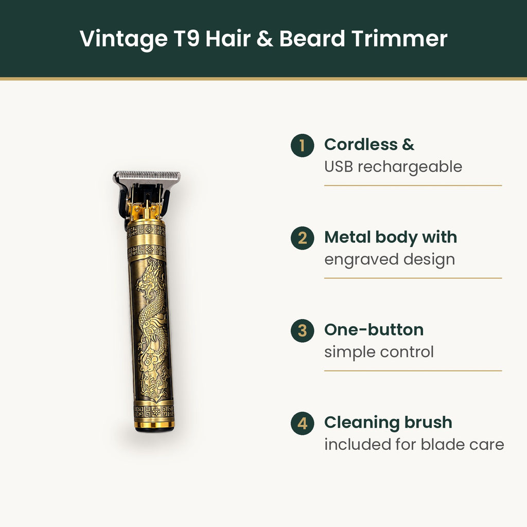 Vintage T9 trimmer features infographic