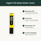 Digital TDS meter features infographic