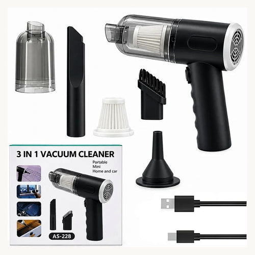 3-in-1 cordless vacuum cleaner and air blower with nozzles, filter and cables