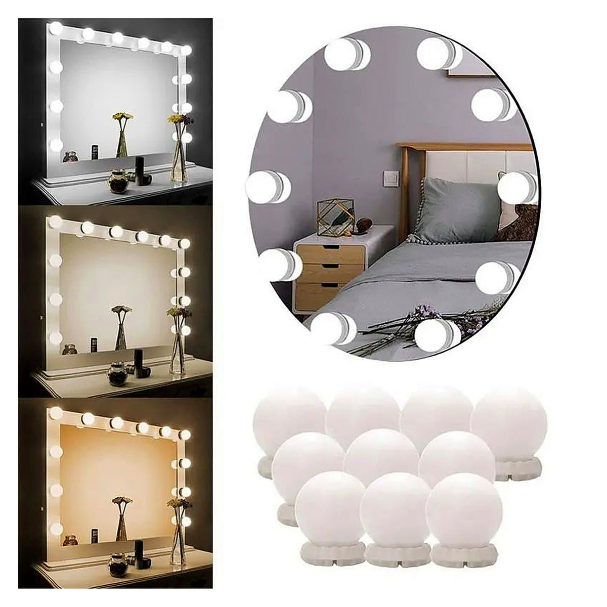 Vanity mirror lights in 3 light tones