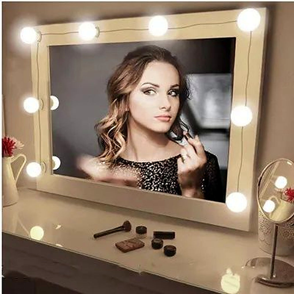 Vanity LED lights installed on a mirror