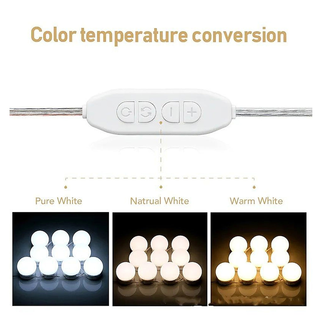 Vanity mirror lights in three colours